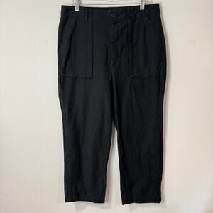 J.CREW Women's Wide Leg Pant Sateen Cotton Black 12 Cotton High Rise Casual